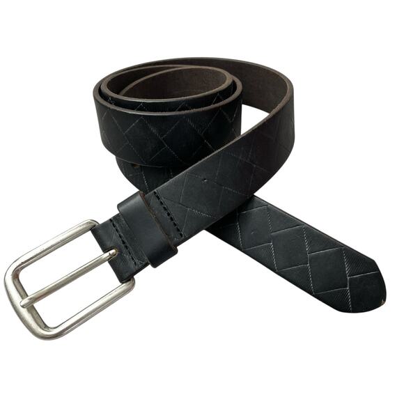 Remo Tulliani Black Horween Leather Belt 30 Mens Silvertone Buckle Made in USA - Picture 1 of 9